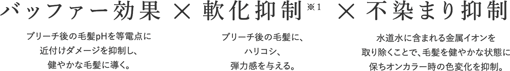 バッファー効果×軟化抑制×不染まり抑制